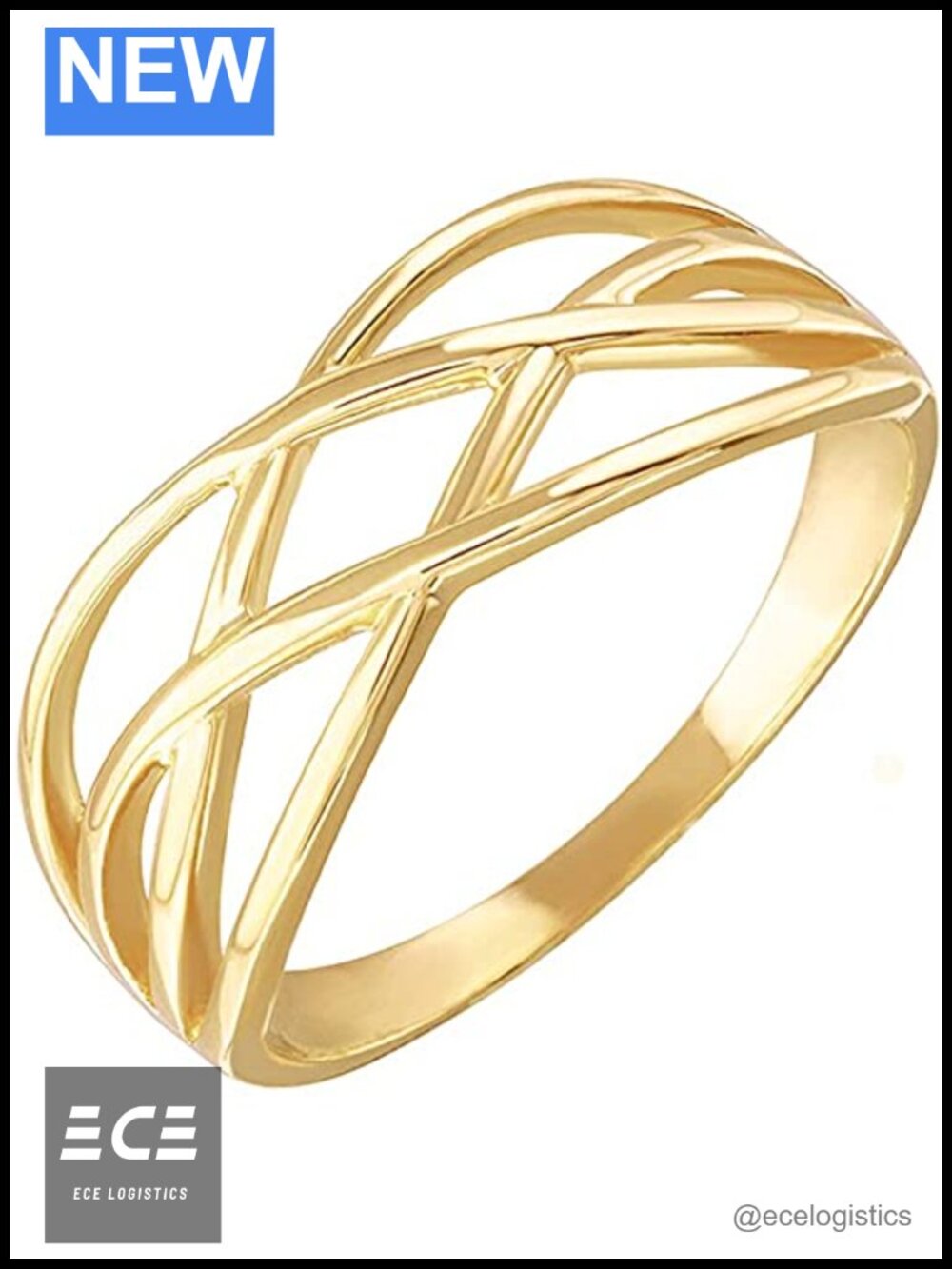 10k Yellow Gold Celtic Knot Woven Band Ring Size 12